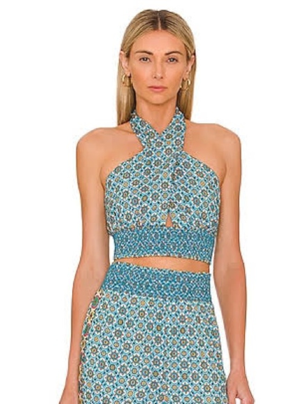 Alice + Olivia Lyndon Halter Top in Washed Geo Size 8